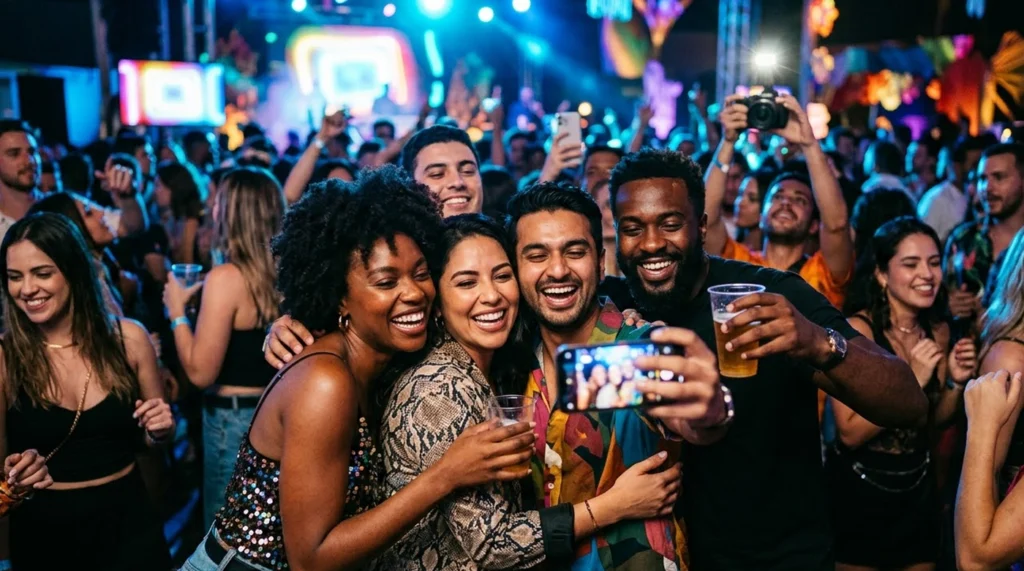 Amigos vivendo um evento inesquecível através da uticket